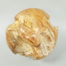 Large teakwood ball/ sphere sculpture- 37.5 lbs, approx 14" diameter