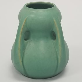 TECO double gourd vase with buttresses: William Mundie designer- model 287A- 6 1/4"H 6"D