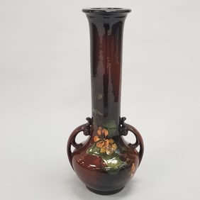 Weller Louwelsa large vase: handled, signed H. Pillsbury (as is- glaze cracks, repaired) 27"H