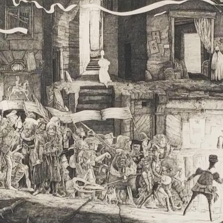 Philippe Mohlitz (1941-2019) pencil signed & numbered 65/100 etching "La Mobilisation"- framed (1 of 10)