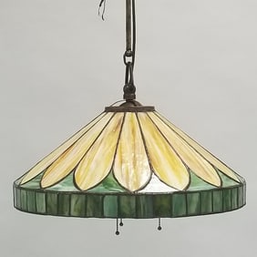 Whaley leaded glass chandelier- 28 1/4" overall drop; 20" diameter shade