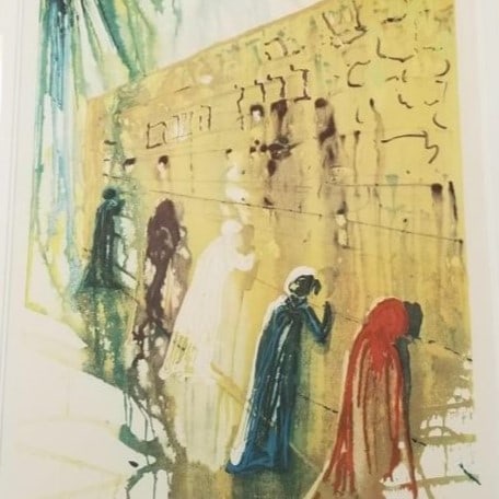 Salvador Dali pencil signed & numbered 71/250 lithograph: "The Wailing Wall" framed 40 1/2"H 27