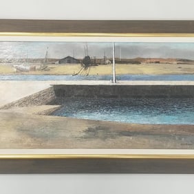 Guyenot signed & dated '61 oil painting on canvas: framed 22"H 37 3/4"W O.D.