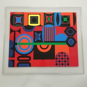 Jean Dewanse, French, silkscreen in plexiglass- Editions Nabis Fine Arts, Inc- 31 1/4"H x 36 1/4W