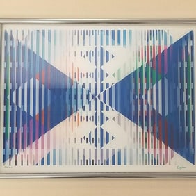 Yaacov Agam signed & numbered HC 7/25 agamagraph: framed 26 1/2"H 31 1/2"W O.D.