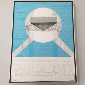Edward Evans signed & dated January 23, 1968 mixed media polymer on board- framed 33 5/8"H 25 5/8"W