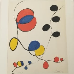 Alexander Calder pencil signed & numbered 125/125 lithograph: "Spirals" framed 33 1/4"H 27"W OD
