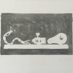 Jasper Johns pencil signed '66 & numbered 36/45 lithograph: "Light Bulb" framed 22 1/4"H 28"W OD
