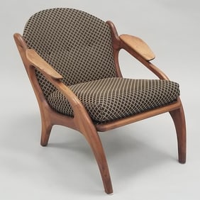 Adrian Pearsall sculptural walnut arm chair 2249-C 27 1/2"H 28 1/2"W 32"D