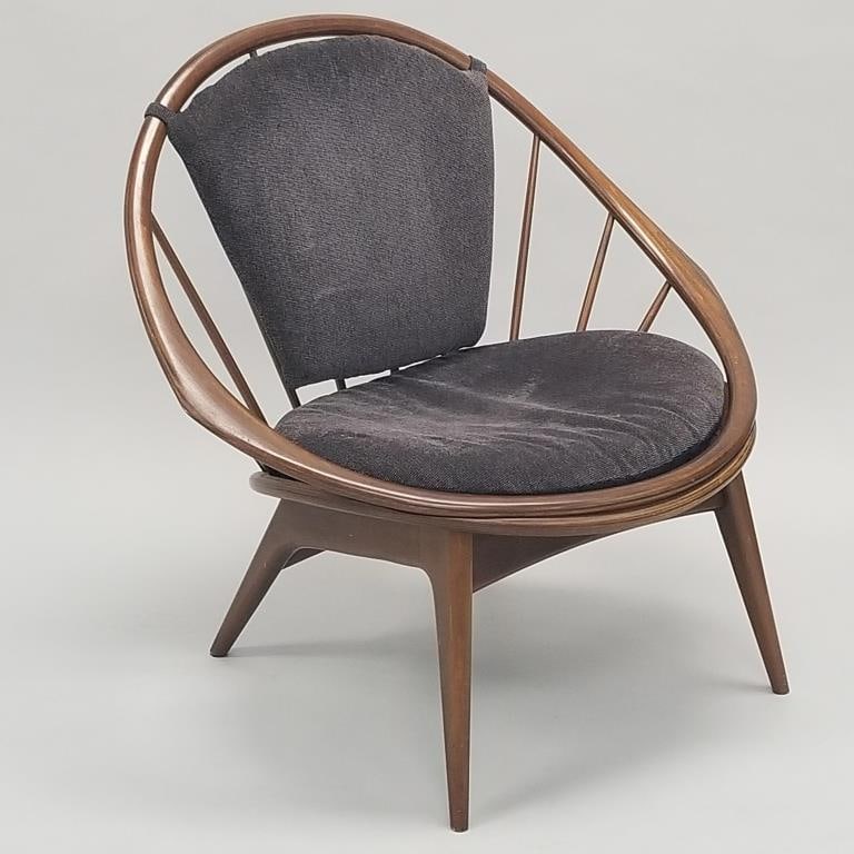 Kofod-Larsen for Selig hoop chair- 32 1/2"H 33 1/2"W 28"D: Kofod-Larsen for Selig hoop chair- 32 1/2"H 33 1/2"W 28"D