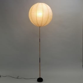 Vintage Isamu Noguchi floor lamp (base not signed) including 2 shades- 1 signed original (both