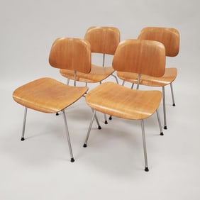4 early Herman Miller DCM (dining chair metal) chairs (some missing foot pads) 30"H 19 1/2"W 21"D