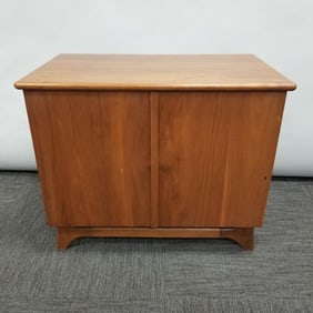 Mid-century walnut record cabinet- 22 3/4"H 27 3/4"W 17"D