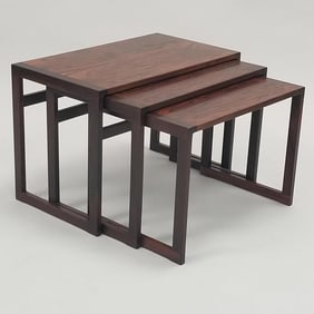 Set 3 rosewood nesting tables- Denmark- 16 1/2"H 24 3/8"W 13 3/4"D largest