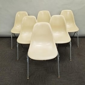 6 Herman Miller stacking shell chairs- 32"H 18 1/2"W 21 3/4"D