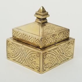 Antique Russian hallmarked gilt silver covered box 2 1/4"H 2"W 2"D - 2 troy oz.
