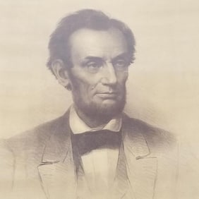 Abraham Lincoln print after engraving by F. Halpin of Carpenter painting- copyright 3 B's Ltd-
