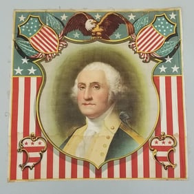 Antique George Washington Inaugural Centennial portrait kerchief made to celebrate the 100th