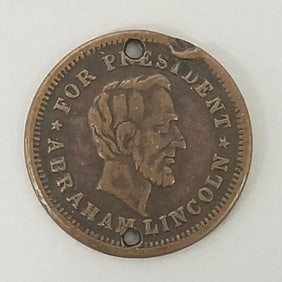 Abraham Lincoln for President campaign token: 5/8" diameter (drilled)