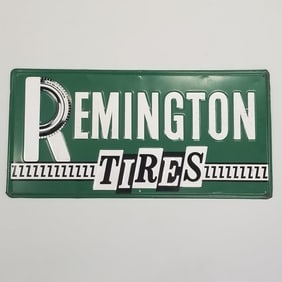 Remington Tires single sided embossed sign- 15 3/4"H 31"L