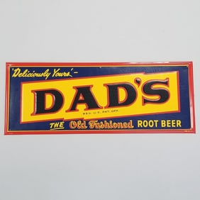 Vintage Dad's Old Fashioned Root Beer sign- N.O.S. pristine condition- 12"H 31"W