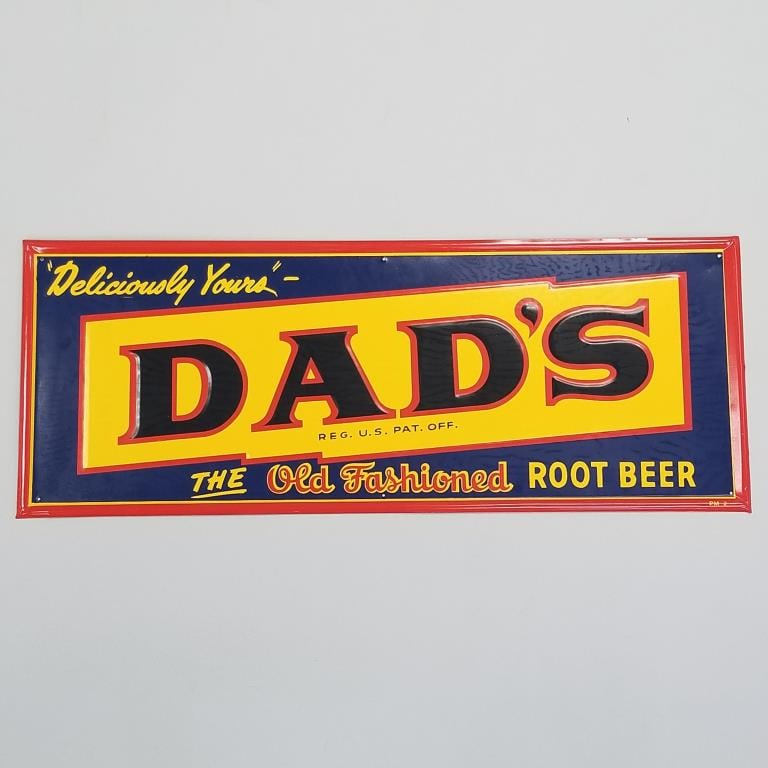 Vintage Dad's Old Fashioned Root Beer sign- N.O.S. pristine condition- 12"H 31"W: Vintage Dad's Old Fashioned Root Beer sign- N.O.S. pristine condition- 12"H 31"W