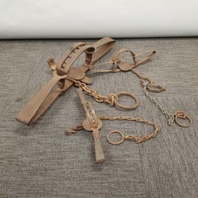 3 antique vintage traps: No 15 Oneida S. Newhouse bear trap- 35"L & 2 Triumph 315-X High Grip wolf