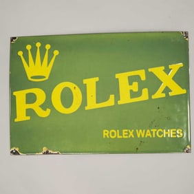 Rolex Watches vintage porcelain advertising sign: 12"H 18"W