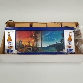 Miller Lite coast to coast motion advertising sign with box- 17 1/2"H 38 3/4"W 3 1/2"D