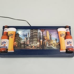 Miller Lite coast to coast motion advertising sign 17 1/2"H 39"W 6 3/4"D