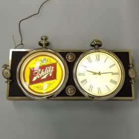 Schlitz vintage advertising lighted clock (as is- final broken/ detached) 19 1/2"H 36"W 6 1/2"D