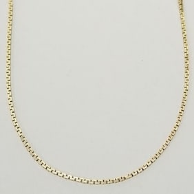 14K gold box link necklace: 13 grams, 31"L