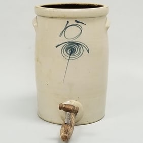 Experimental ? Red Wing 5-gallon bee sting crock w/ bung hole (glaze incomplete) 16 1/4"H 11 1/4"W
