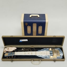 Vintage Bronson tube amplifier & steel guitar with case (both not working) - amp: 15 1/2"H 15"W 7