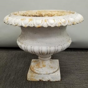 Painted cast iron urn- 17 1/2"H 19"W