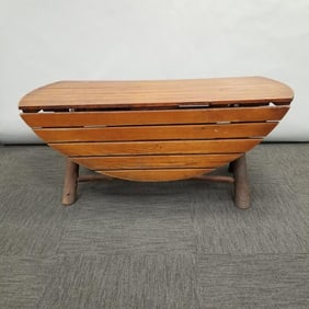 Vintage hickory drop leaf table: shortened (as seen- some replaced hardware) closed: 23"H 55 1/4"W