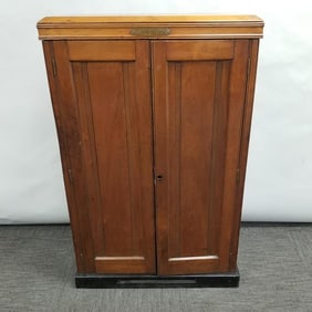 Antique walnut letter file cabinet with brass tag- 46"H 29 1/4"W 14"D