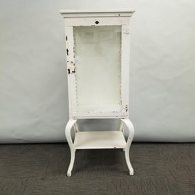 Antique painted metal 1-door medical cabinet: Col's Aseptic Furniture Co. label 56 1/2"H 24"W 20"D