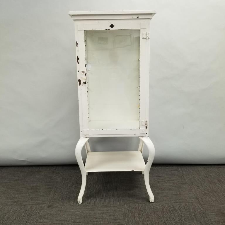Antique painted metal 1-door medical cabinet: Col's Aseptic Furniture Co. label 56 1/2"H 24"W 20"D (1 of 7)