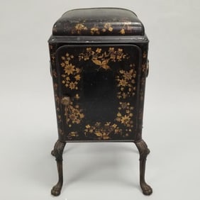 Antique tole decorated plate warmer on claw feet- 28"H 15"W 12 1/2"D