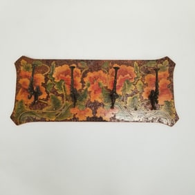 Antique Flemish art wall hat/ coat rack- 14"H 32"W