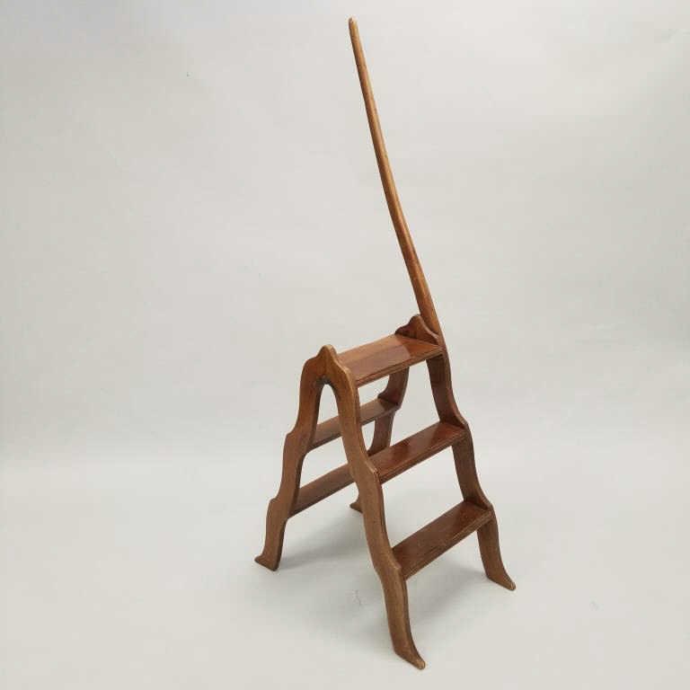 Folding Italian wood library steps 62 3/4"H 17"W 26 3/4"D open; 7 1/8"W closed (1 of 10)