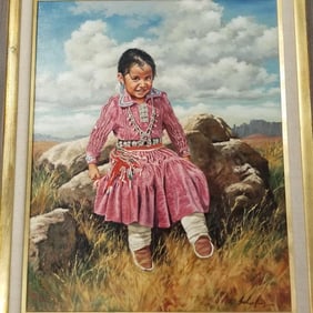 Schaeffing (Jim) signed original oil on canvas: "Ready to Go"- framed 41 1/2"H 35 1/4"W OD