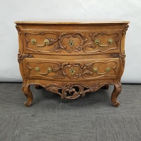 French style carved 2-drawer chest 35"H 41"W 23"D