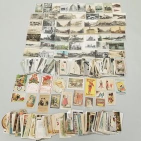 Collection of antique postcards incl real photo Minnesota, main street, holiday, valentines, etc