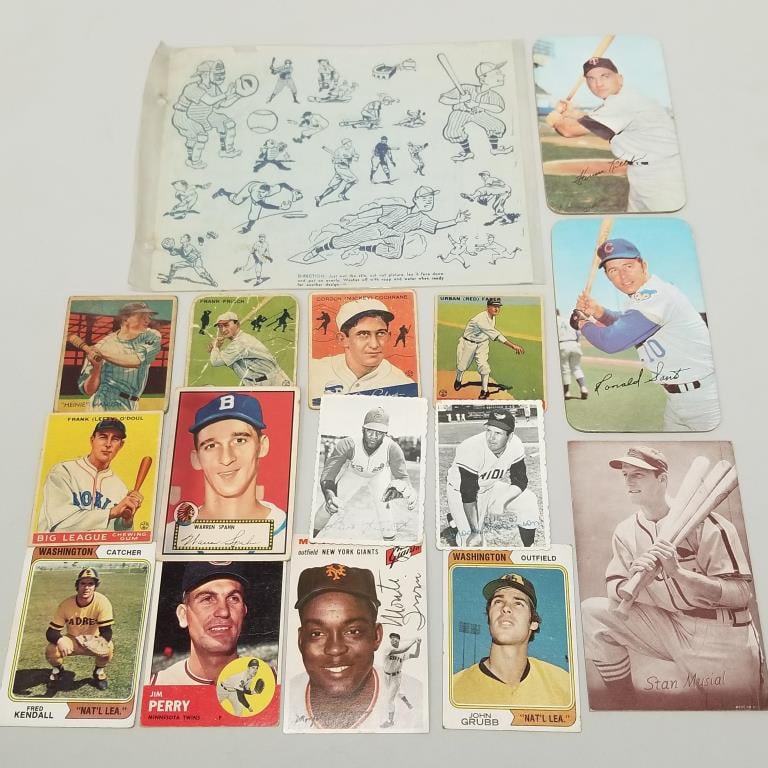 Group of vintage baseball cards: Indian Gum cards including Lou Gehrig, Harmon Killebrew large (1 of 20)