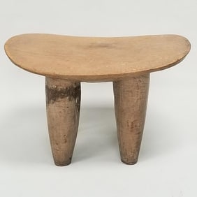 Primitive African carved wood stool- 15"H 24"W 15 1/2"D