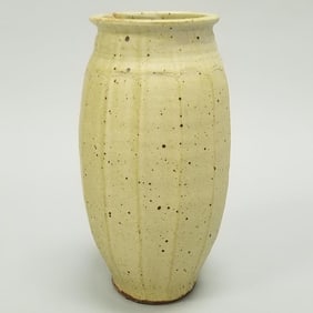 Warren Mackenzie tall faceted vase: not stamped- 14 1/4"H