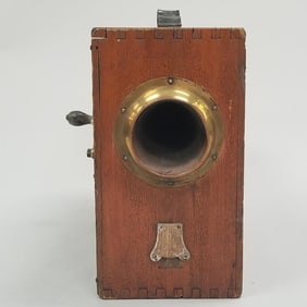 Norwegian pattern rotary foghorn in wooden box (made in England) 14"H 21"L 8"W- working