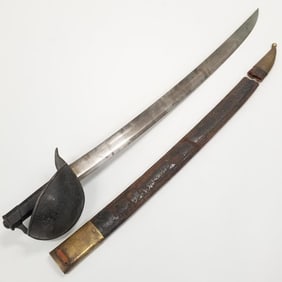 Antique 19th c. Chatellerault cutlass Naval sword- dated (as seen- tip of scabbard off, but
